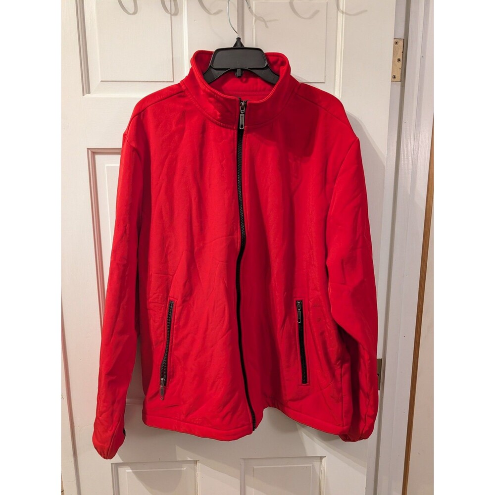 US LIFE Men's Jacket XL Red Full Zip Polyester Multi Pocket Outdoor